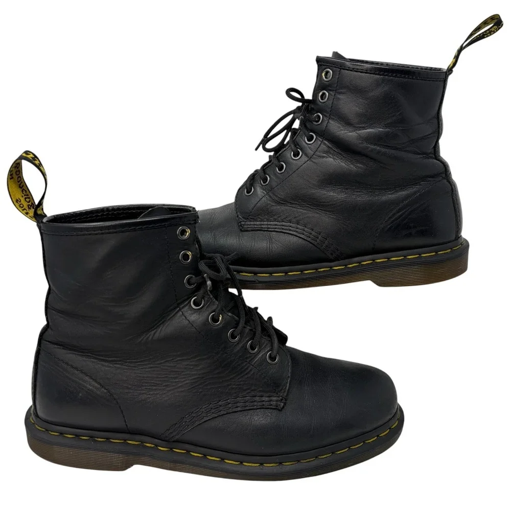 Dr. Martens 1460 Pascal Black Virginia Leather Combat Boots Men's US 9